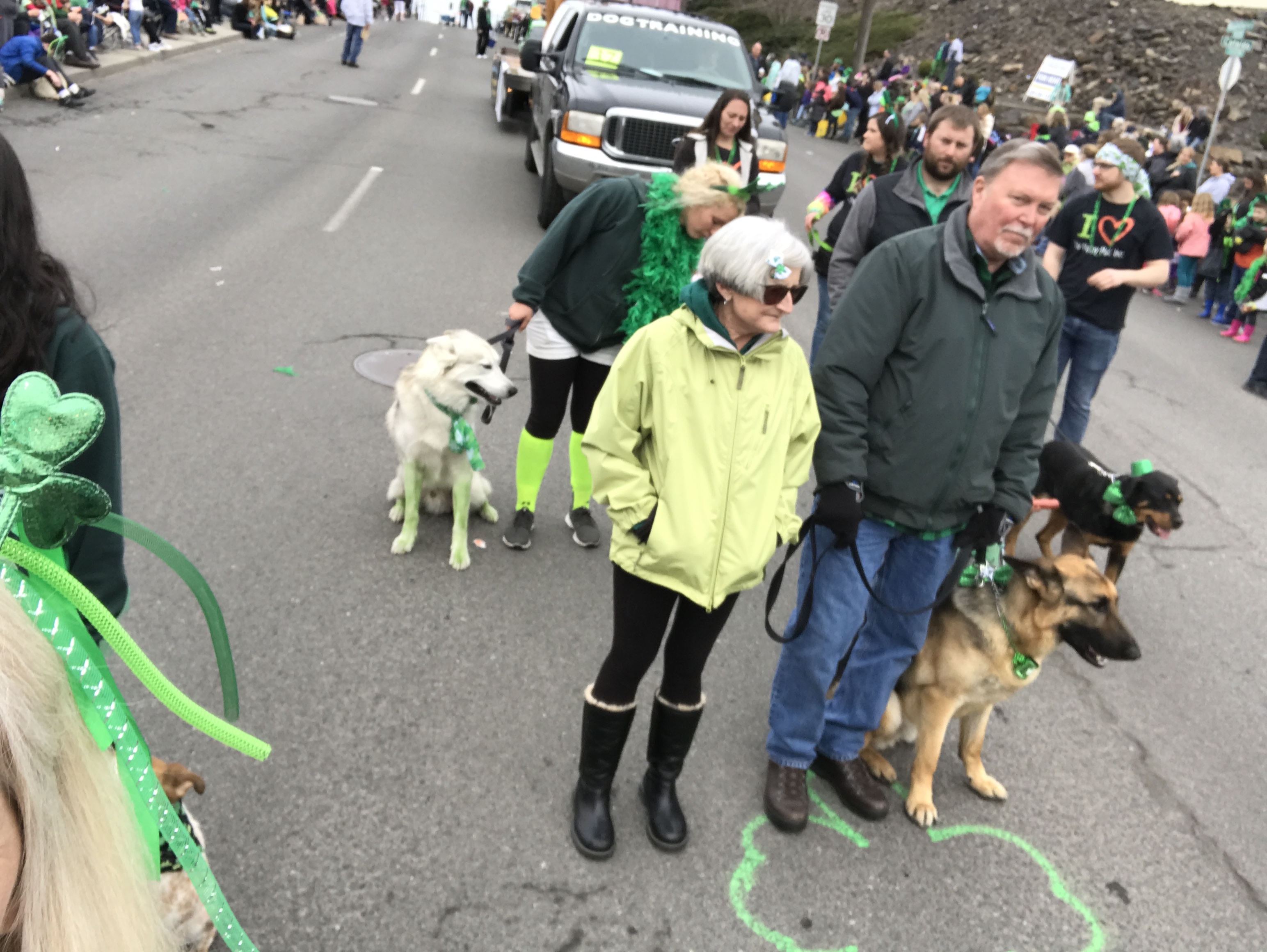  Lines up for the walk downtown 